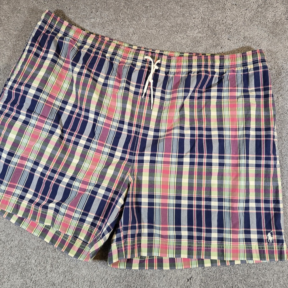 Polo Sport Ralph Lauren Swim Trunks Men's 3XB Plaid Pony Logo Lined Swim Shorts